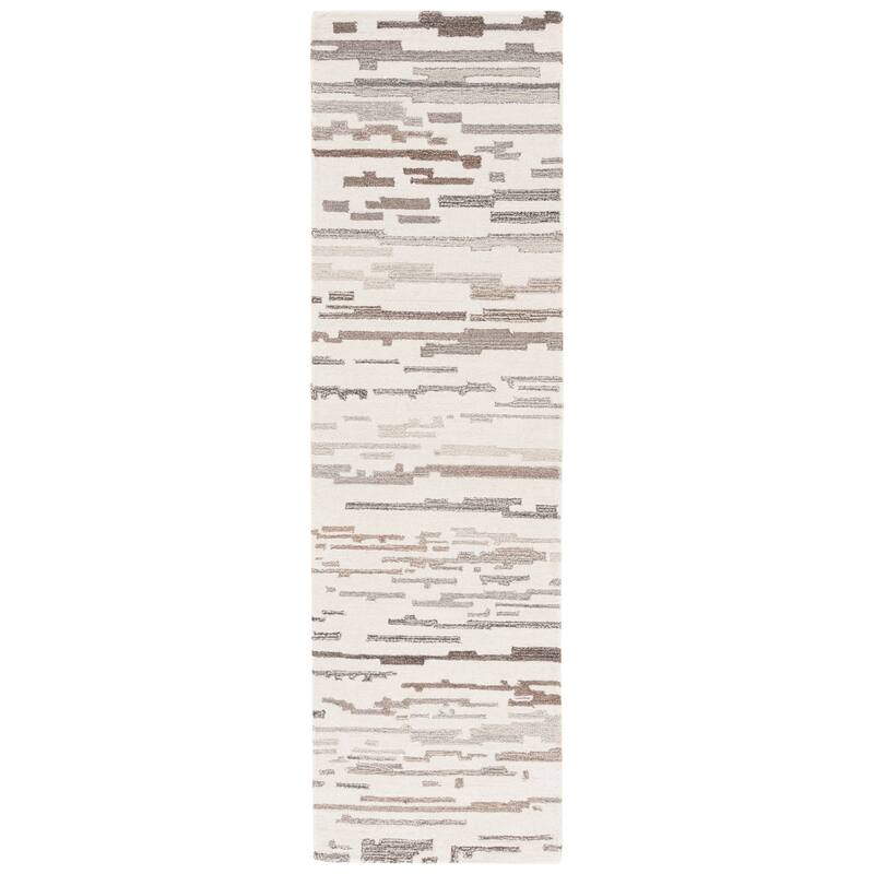 SAFAVIEH Handmade Ebony Kumud Modern Wool Rug - 2'3" x 8' Runner - Ivory/Grey