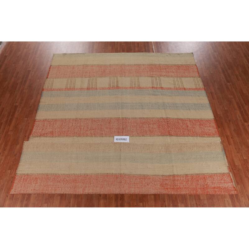 Hand Woven Oriental 100% Jute Carpet Southwestern Modern Multi-Colored Kilim Area Rug - 13' 5'' X 10' 8''