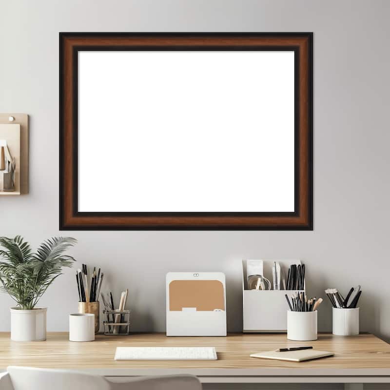 Amanti Art Yale Walnut Framed Dry Erase Magnetic Board