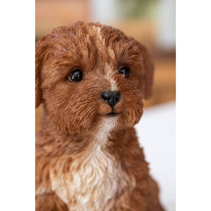 6.25" Sitting Brown Baby Cavapoo Outdoor Garden Statue