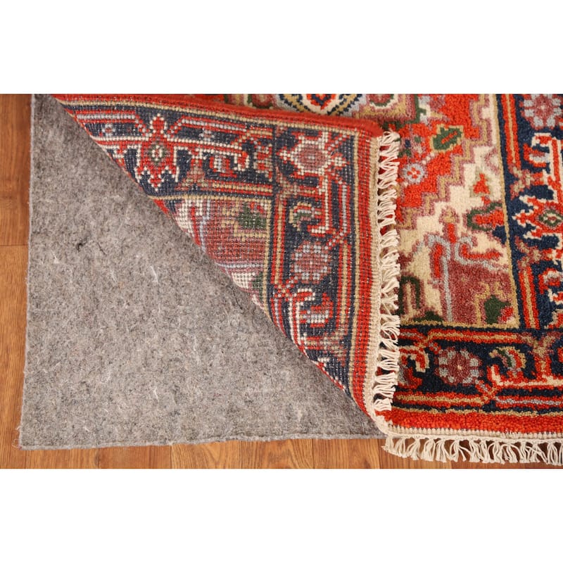 Geometric Heriz Serapi Indian Runner Rug Handmade Orange Wool Carpet - 2'5" x 9'11"
