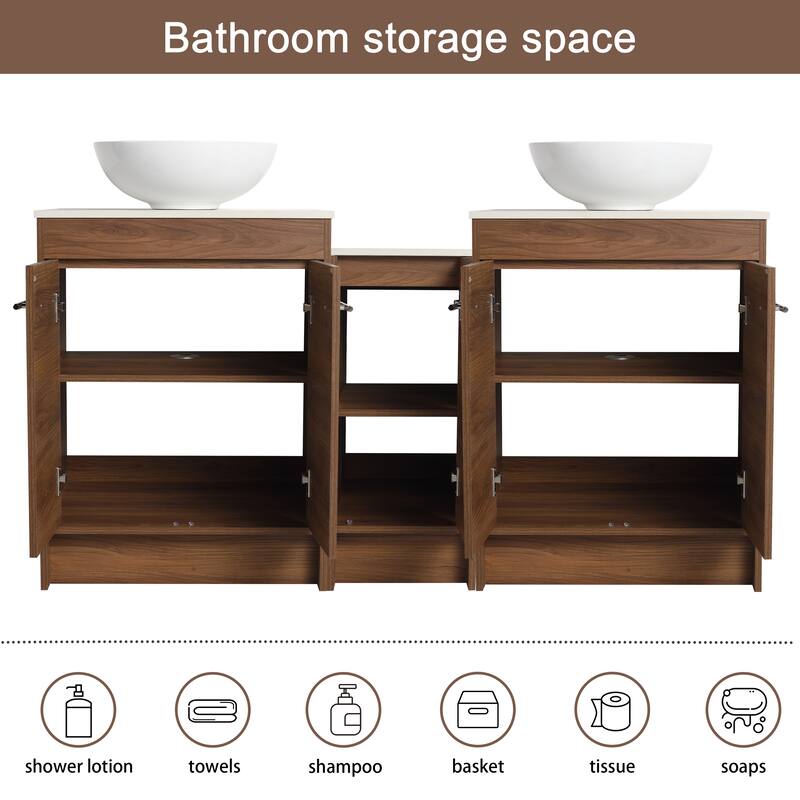 Malwee 24"/36"/48"/60" FreeStanding Bathroom Vanity, Floor Stand Bathroom Vanity with Ceramic Sink,Soft Close Door and Shelf