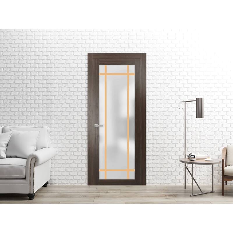 French Double Pocket Doors 36x80 Planum 2113 Chocolate Ash Kit Trims Rail