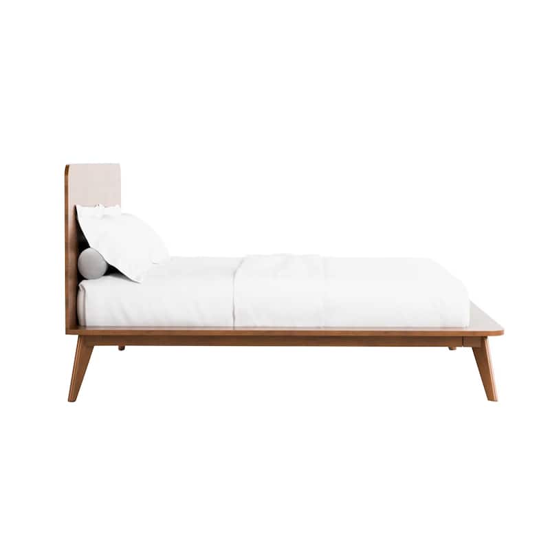 Wooden Bed with Tapered Angled Legs in Walnut