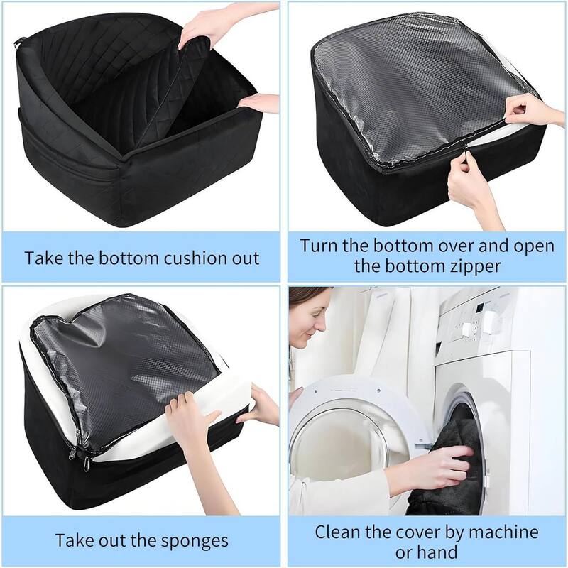 Comfy Dog Bed, Dog Booster Car Seat with Safety Belt and Storage Pockets