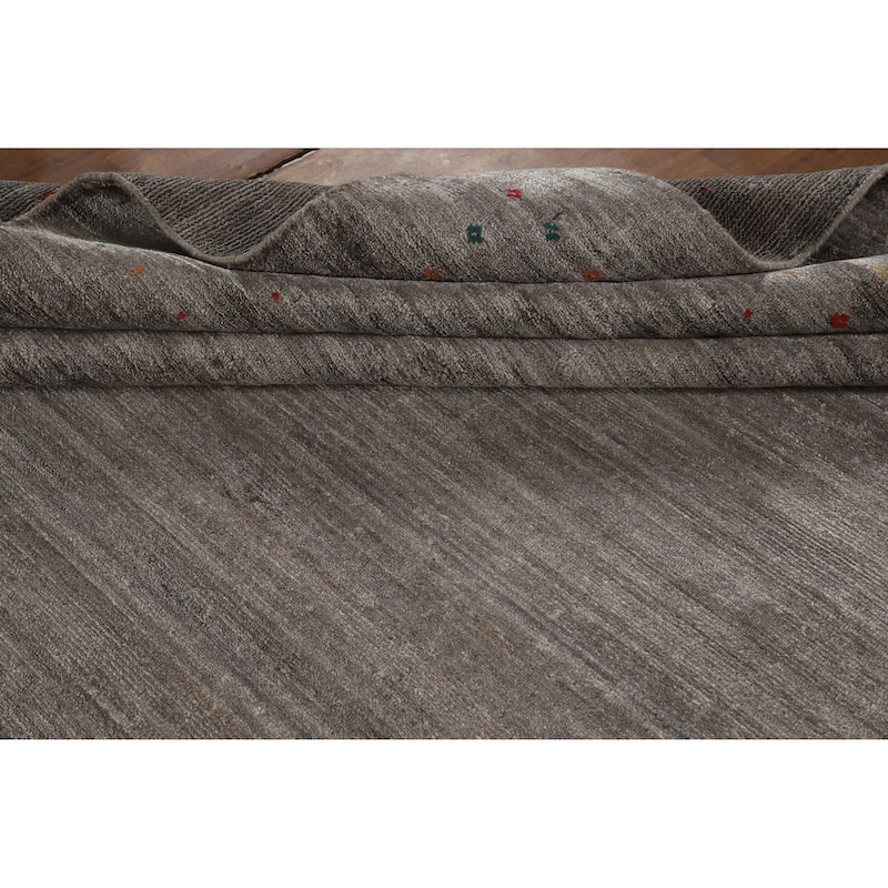 Hand Knotted Oriental 100% Wool Carpet Tribal Tribal Greys & Charcoal Gabbeh Area Rug - 11' 4'' X 8' 11''