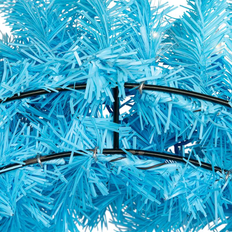Pre-Lit Artificial Pine Christmas Wreath - 24" - Sky Blue - Clear Lights