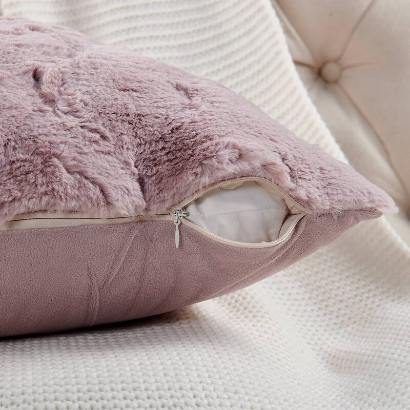Serenta JacquardRabbit FauxFur Pillow Cover 2 Piece, NO INSERT