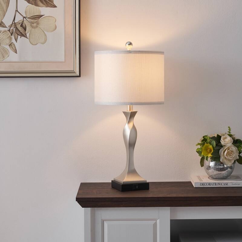 KAWOTI 25.62 inch Table Lamp Set with USB Ports, Bulbs(Set of 2)