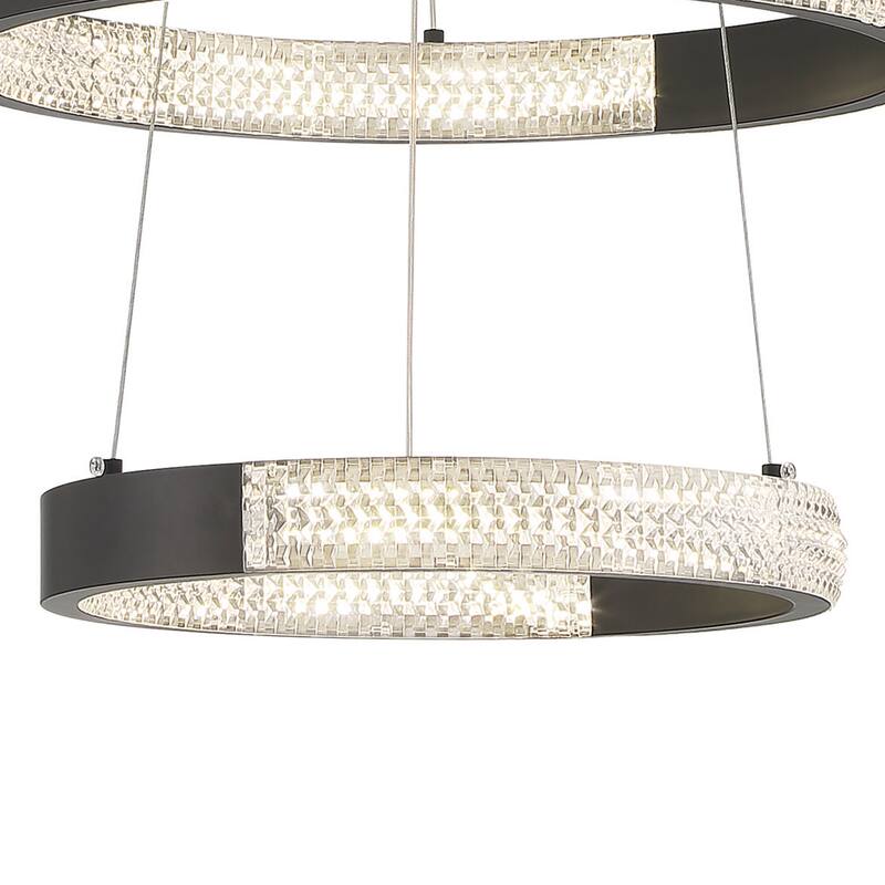 3-Light Unique Tiered LED Chandelier - 18.9'' H x 19.88'' W x 19.88'' D