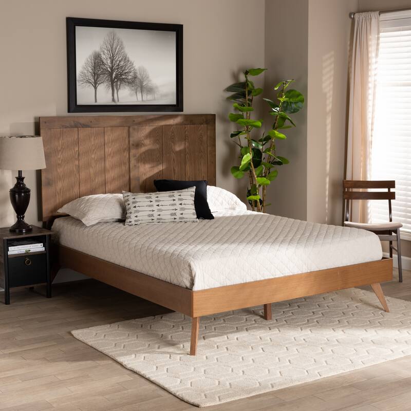 Amira Transitional Ash Walnut Finished Wood Platform Bed