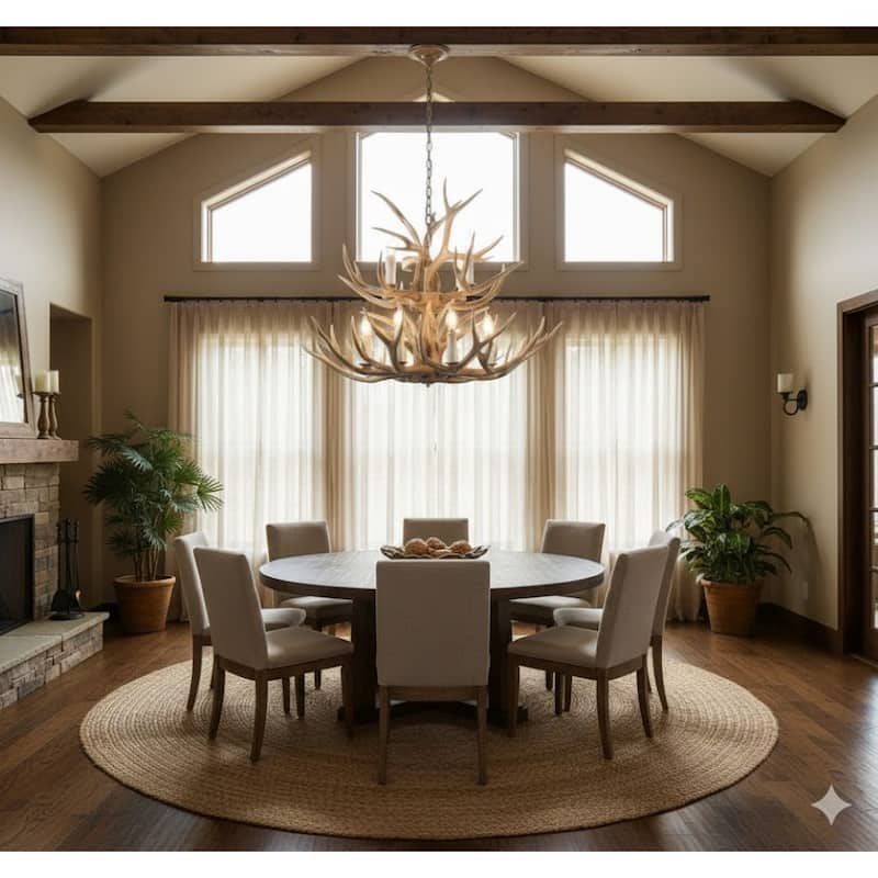 12-Light 2 Tier Antler Horn Chandelier