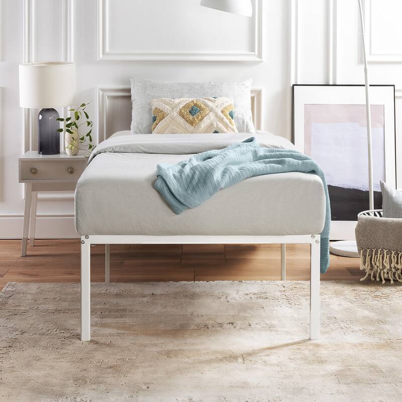 Metal 18-inch Platform Bed with Steel Slats By Crown Comfort
