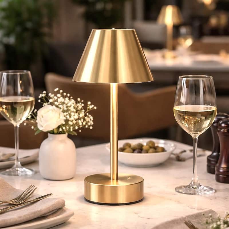 Aurora Rechargeable Brushed Nickel LED Table Lamp