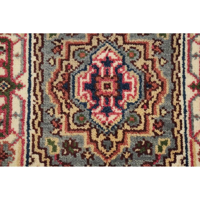 Hand Knotted Oriental 100% Wool Carpet Traditional Medallion Greys & Charcoal Heriz (serapi) Area Rug - 3' 0'' X 2' 0''
