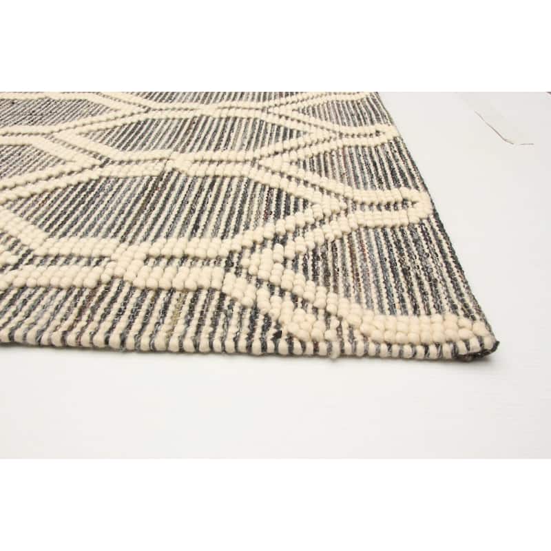 ECARPETGALLERY Braid weave Sienna Grey Wool Rug - 5'4 x 7'5