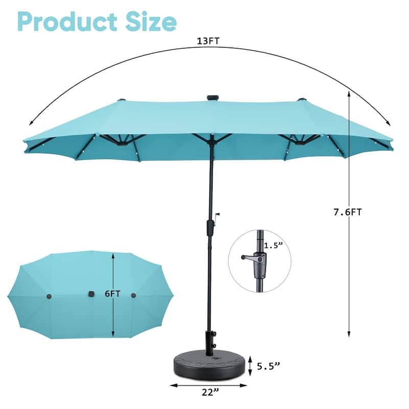Autlaycil 13 ft Patio Umbrella with Crank Outdoor Umbrella with Base