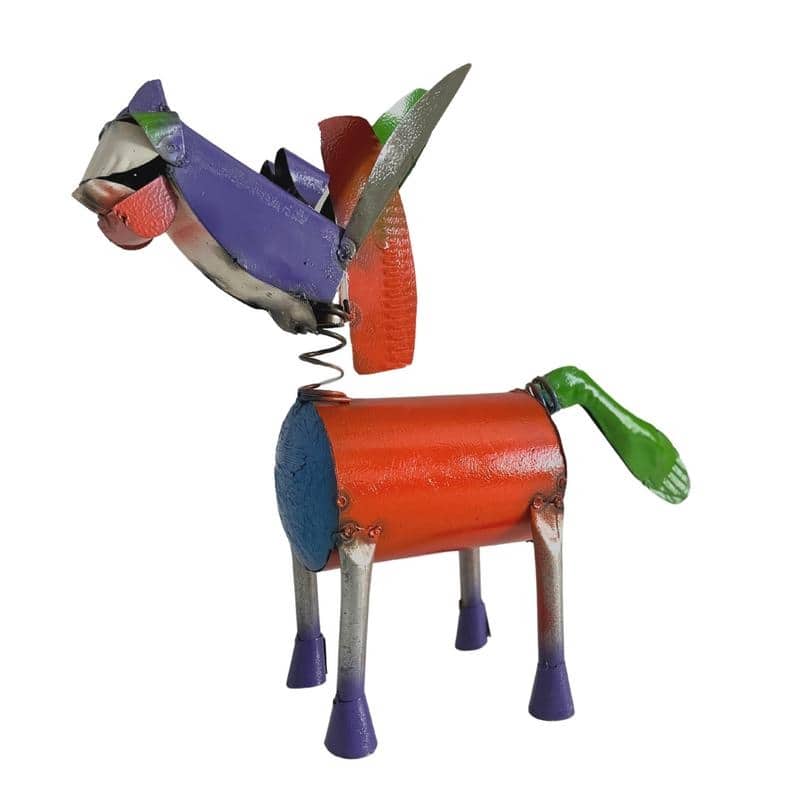 Rustic Arrow Spring Neck Donkey Garden Figurine - N/A