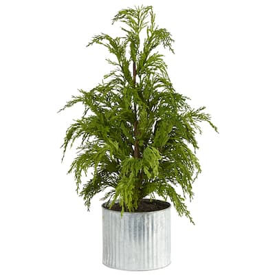 2' Artificial Medium Cedar Tree in Decorative Planter