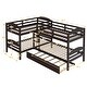 preview thumbnail 3 of 7, Twin L-Shaped Bunk bed with Trundle and Full-length Guardrail, Espresso