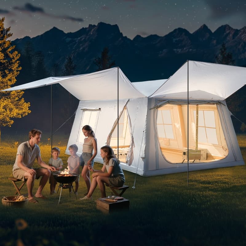 8-10 Person Inflatable Camping Tent with Oversized Awning, Easy Setup