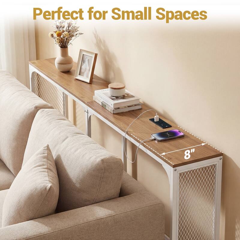 Gymax 71'' Console Table w/Power Outlet Metal Frame for Hallway Foyer