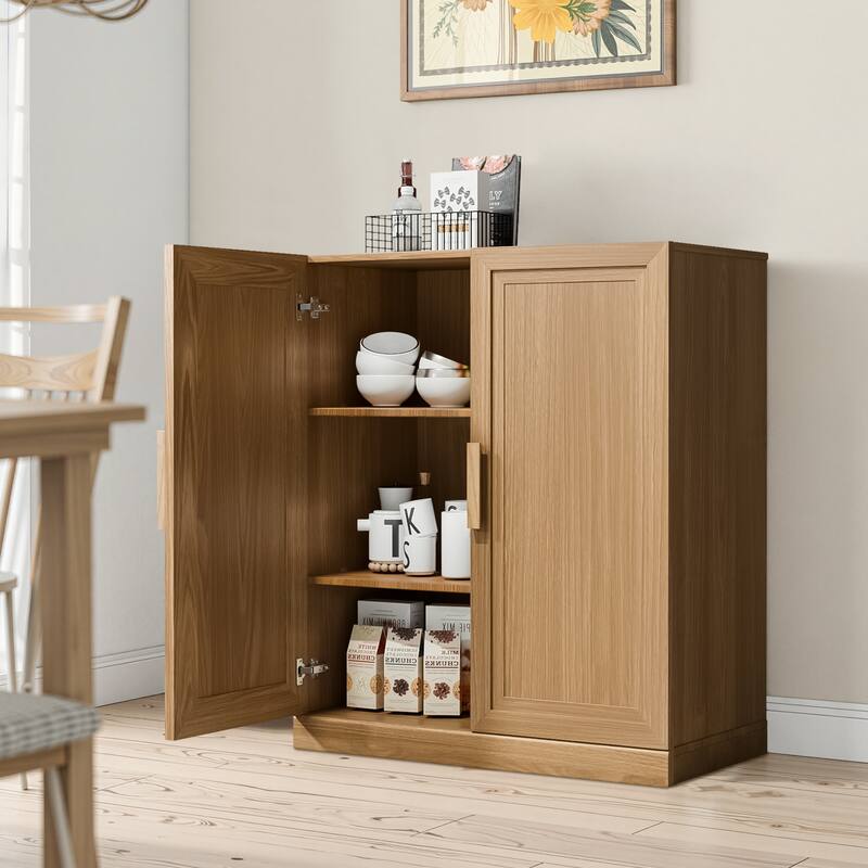 Wooden Accent Cabinet Storage Modern Sideboard Buffet Cabinet with Adjustable Shelf for Living Room Dining Room Entryway