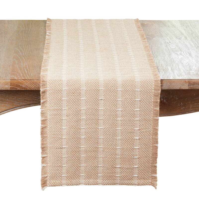 Jute & Wool Woven Table Runner - Natural Non-Reversible Decorative Runner for Dining Table, 14"x72" - 14"x72" - Natural