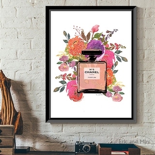 Fashion Floral Glam Perfume Bottle - Framed Print - Multi-Color - Bed ...