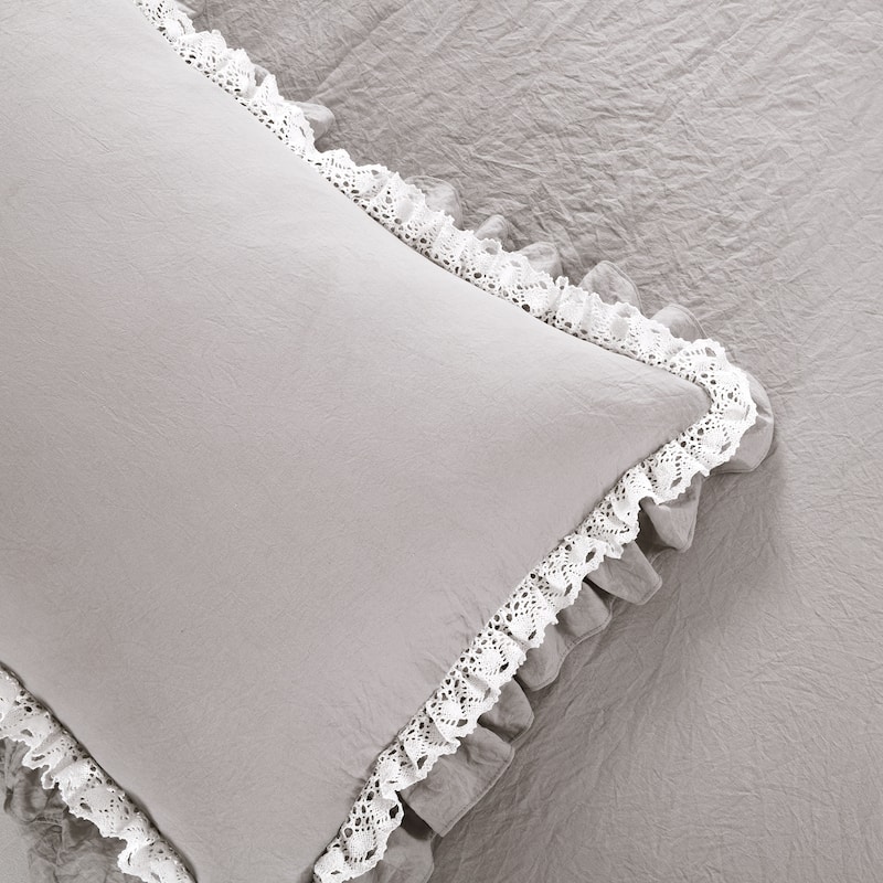 Silver Orchid Gerard Shabby Chic Ruffle Lace Comforter Set