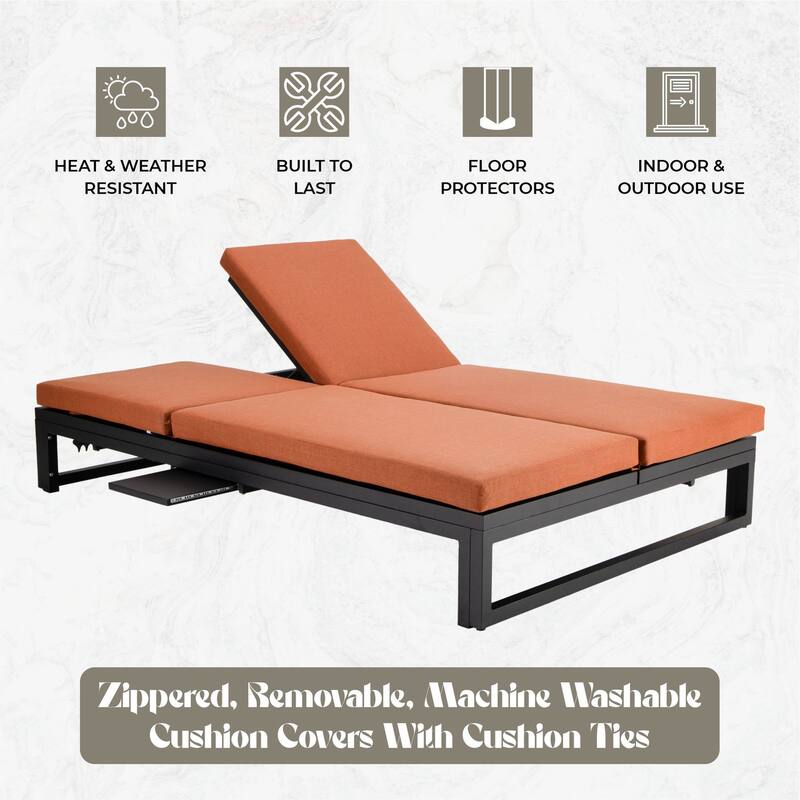 Chelsea Polyester Fabric Outdoor Lounge Chair with Four-Level Adjustable Backrest and Powder-Coated Aluminum Frame