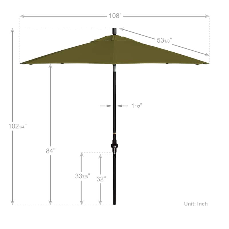California Umbrella 9' Rd Golden State Series Patio Umbrella Bronze Aluminum Frame Crank Lift Collar Tilt Sunbrella