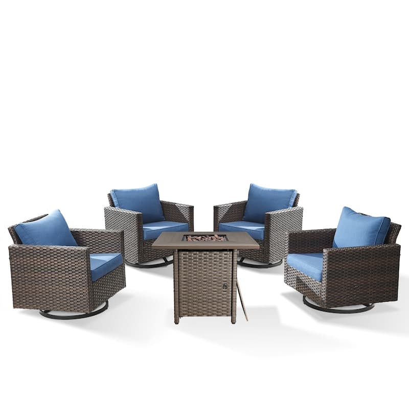 Outdoor Pocassy Glider Chairs Patio Chairs with Fire Table