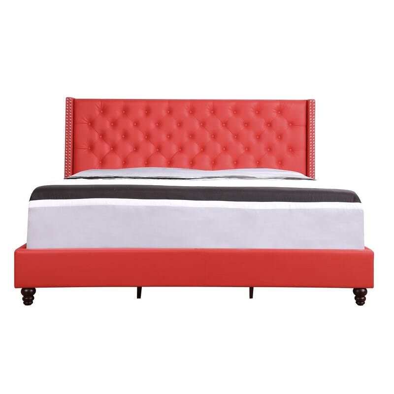 Julie Tufted Upholstered Low Profile King Panel Bed