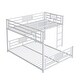 preview thumbnail 21 of 26, L-Shaped Metal Bunk Bed with Ladder and Guardrails, Twin Over Full Size Heavy Duty Bunk Bedframe with Slats Support