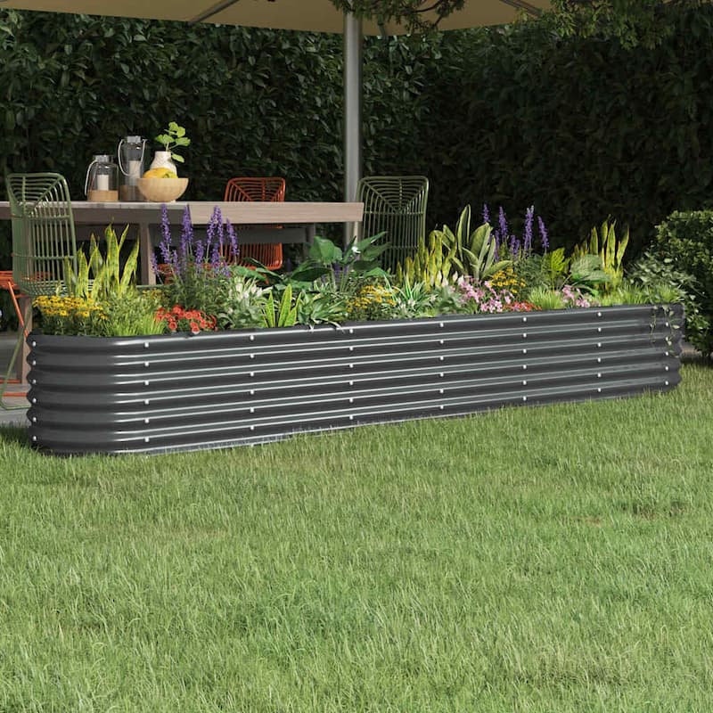 vidaXL Garden Raised Bed Patio Outdoor Raised Planter Box Powder-coated Steel - 102.4 x 102.4 x 14.2 - Anthracite