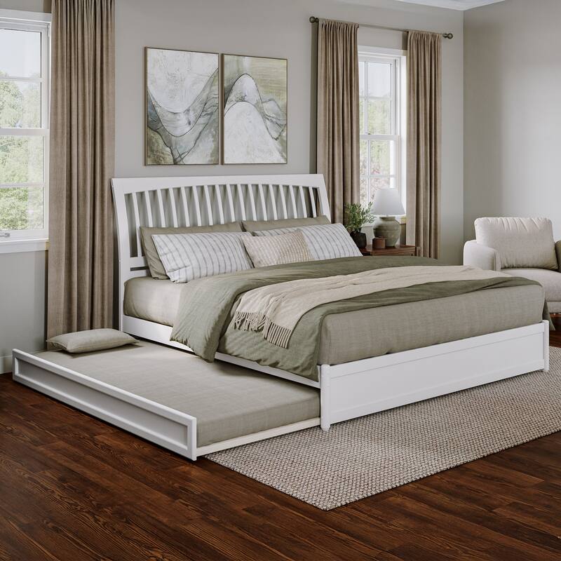 Roslyn Platform Bed with Panel Footboard and Twin Trundle