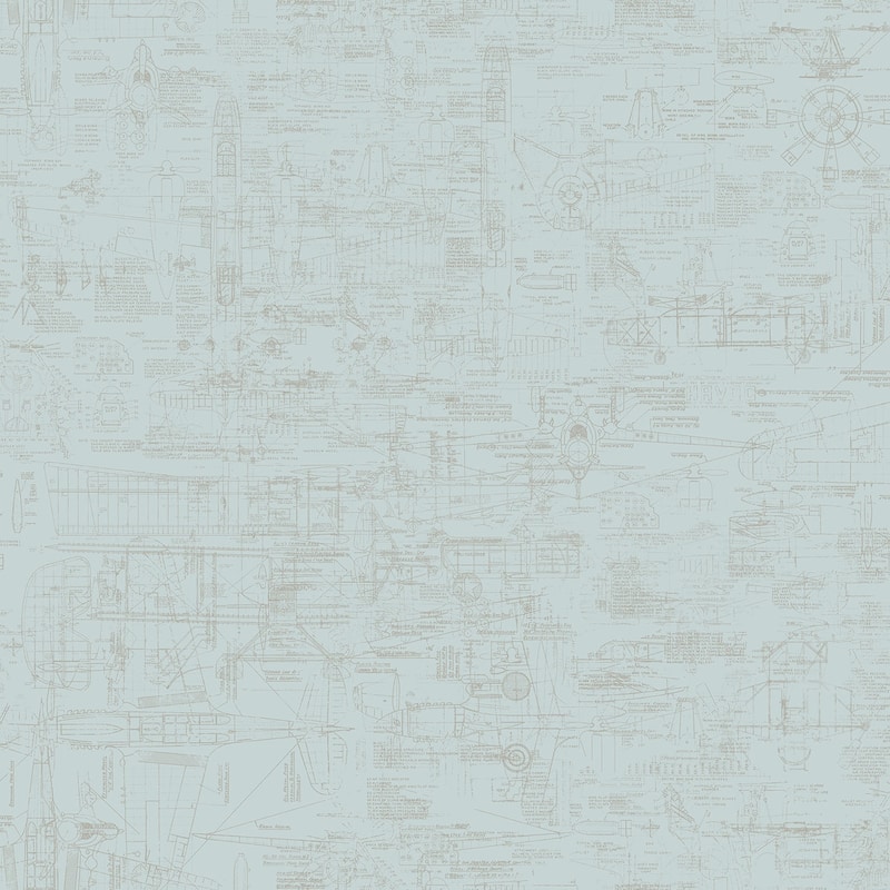 Galerie Wallcoverings Nostalgie Collection Blueprint Design Non-woven Matte Wallpaper Roll - 33 feet x 21 inches - Blue