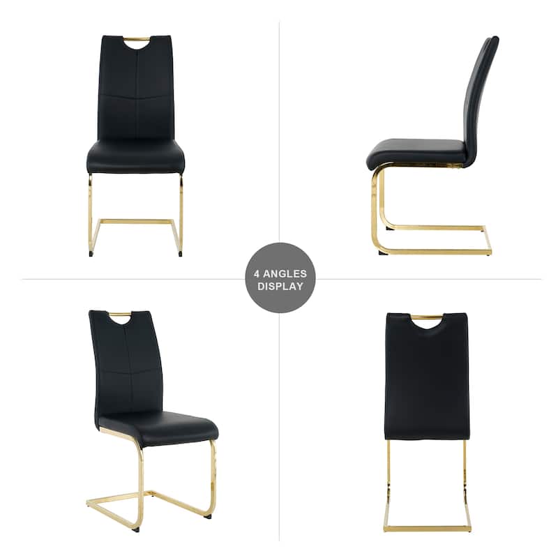 Modern Dining Chairs with Chrome Metal Legs Set of 4
