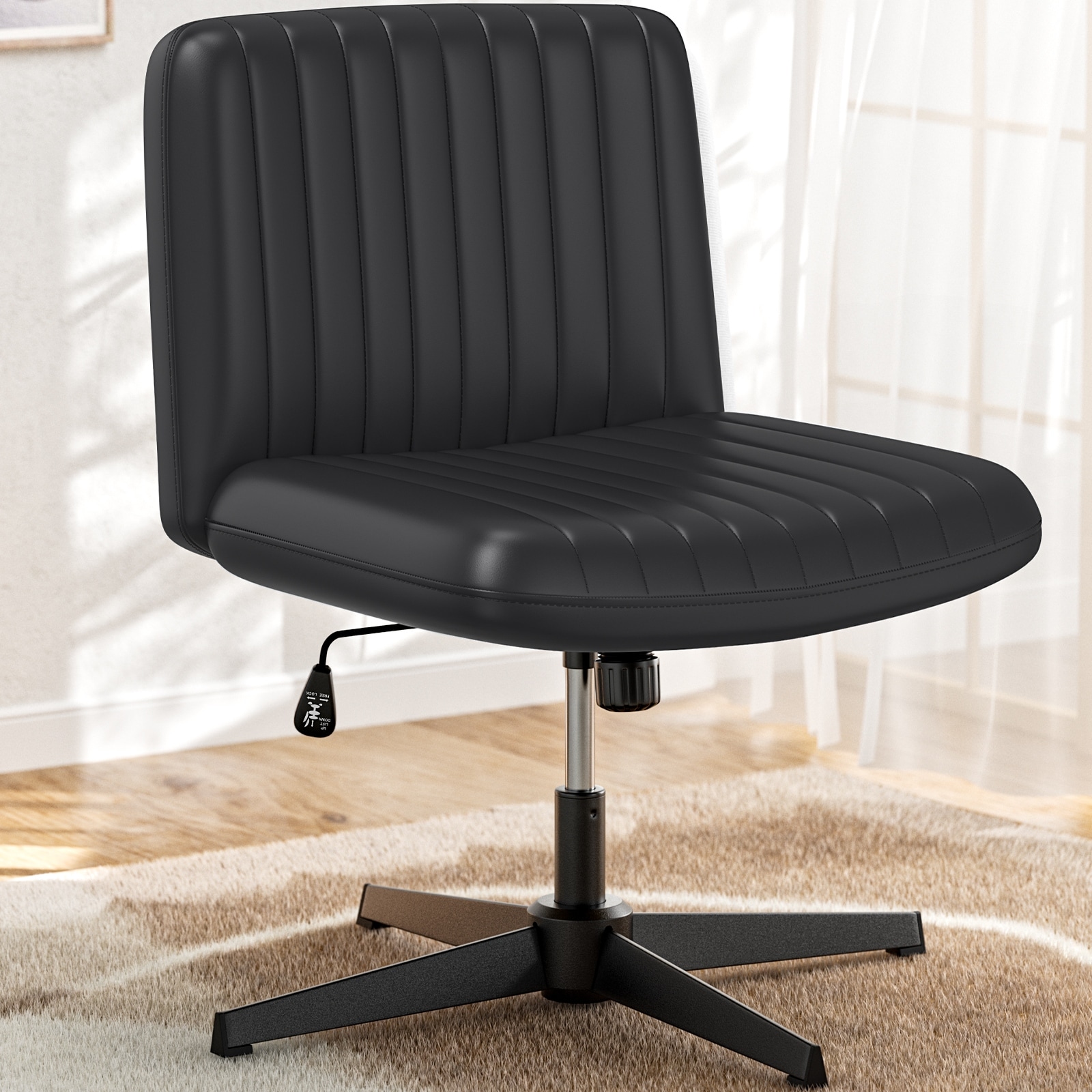 Office Chair Adjustable Swivel No Wheels Criss Cross Legged Chair