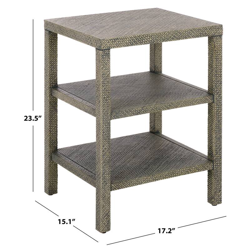 SAFAVIEH Ozden Raffia Light Natural 2-Shelf Accent Table - 17.2" W x 15.1" L x 23.5" H - 17"W x 15"D x 24"H