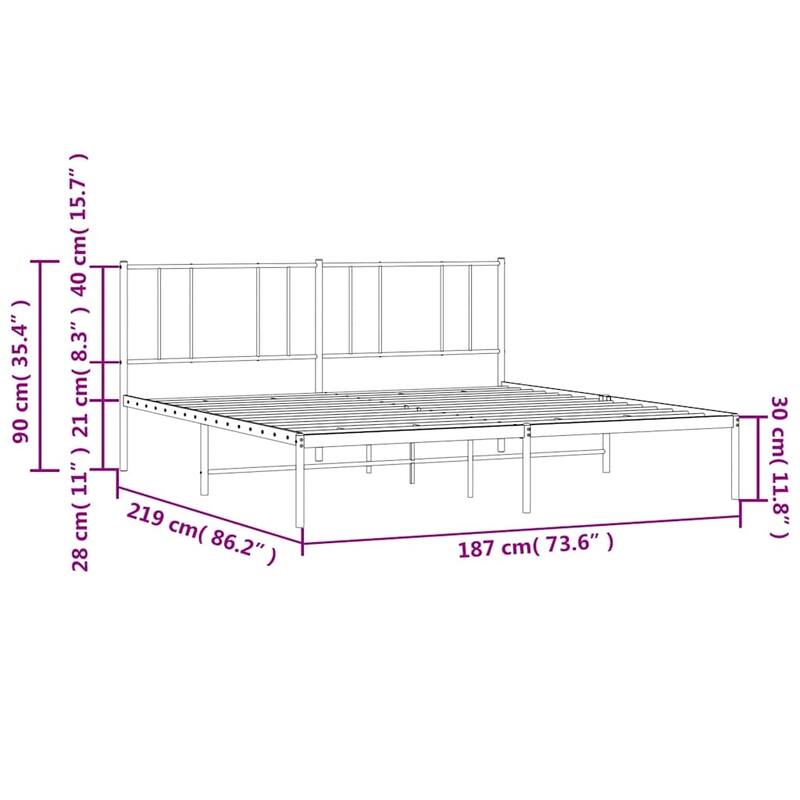 vidaXL Metal Bed Frame with Headboard, No Mattress
