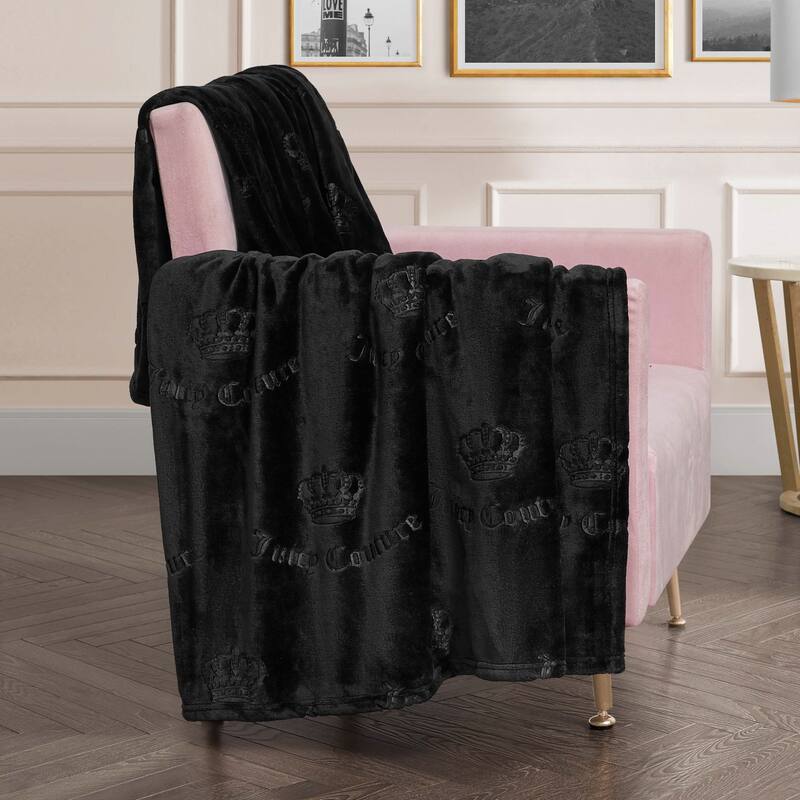 Juicy Couture 60"x70" Embossed Plush Throw Blankets