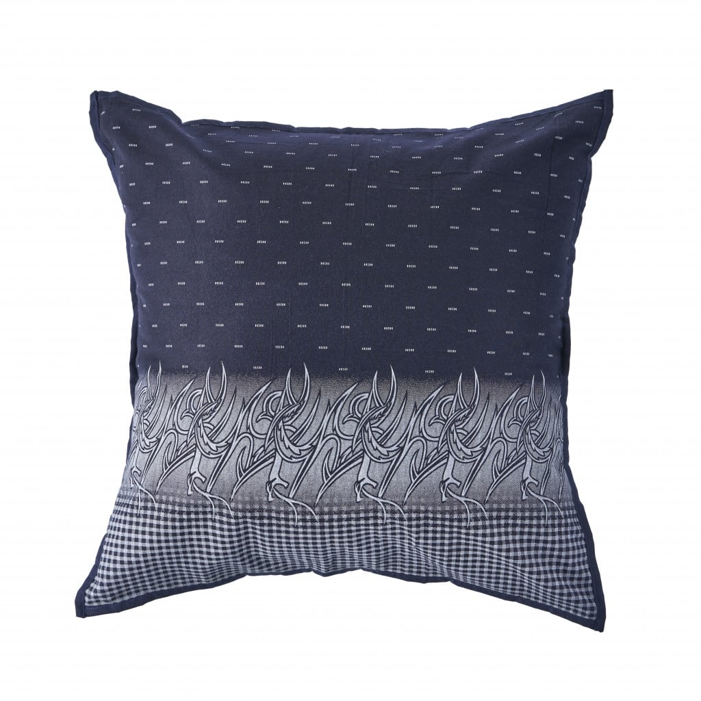 HomeRoots 20" X 20" Navy And White 100% Cotton Geometric Zippered Pillow