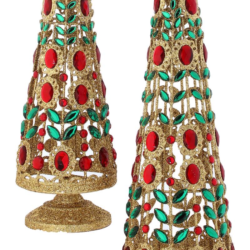 19-24" Wire Jeweled Tree Set of 2