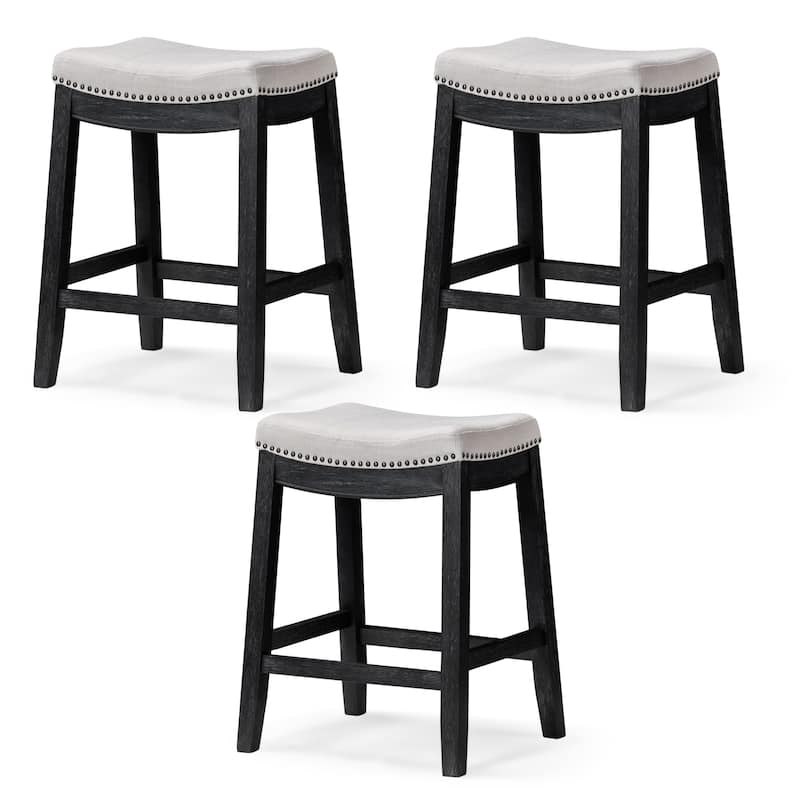 Maven Lane 26" Sophia Backless Counter Height Kitchen Stool - Set of 3 - Aged Black