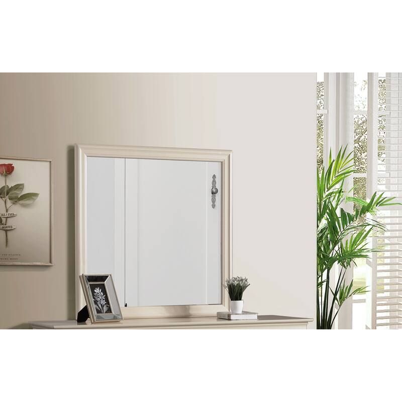 GDF Studio - Louis Phillipe Traditional Particle Board Mirror with Low Distortion Glass - Beige