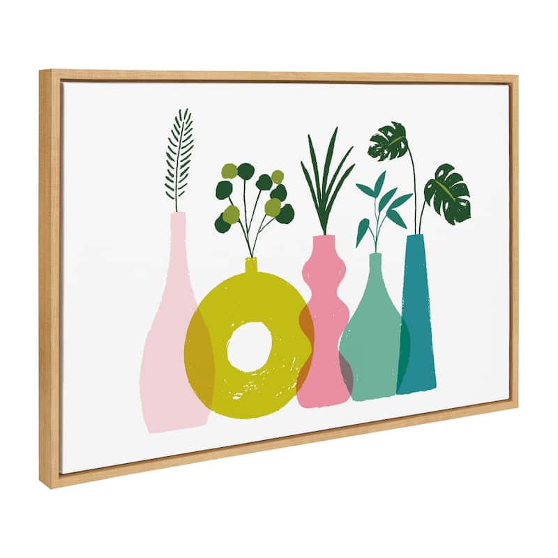 Kate and Laurel Sylvie Plant Play Framed Canvas by Duchess Plum - 23x33 - Plastic - Brown