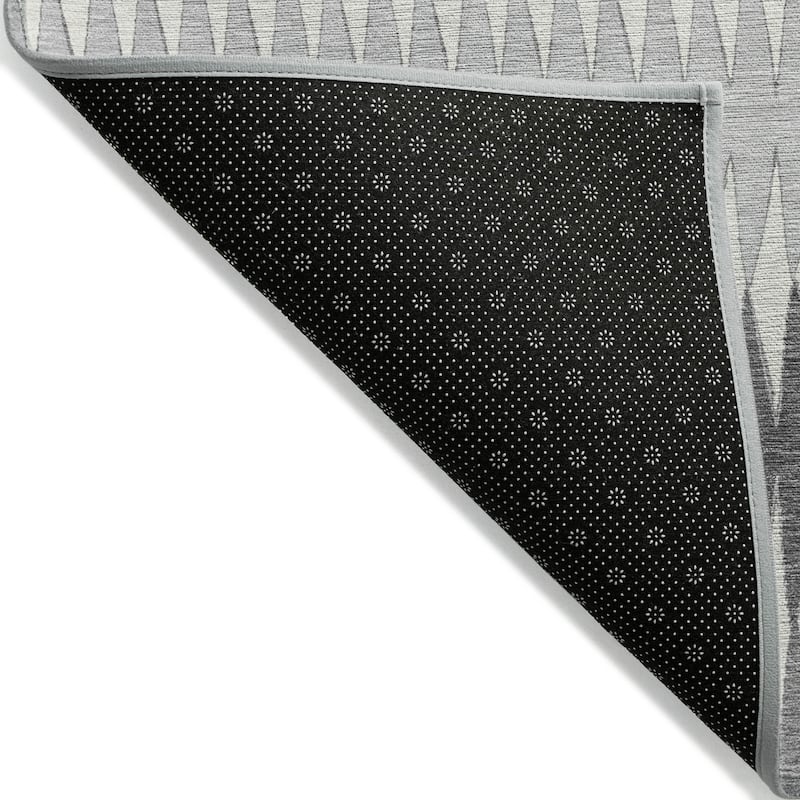Gray And Ivory Striped Washable Indoor Outdoor Area Rug - 8' X 10'