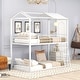 preview thumbnail 3 of 9, Twin over Twin Metal Bunk Bed with Half Roof, Guardrail, and Ladder